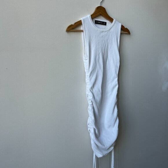 LIONESS Military Minds Mini White Ribbed Rushed Mini Dress Size XXS - Picture 7 of 8